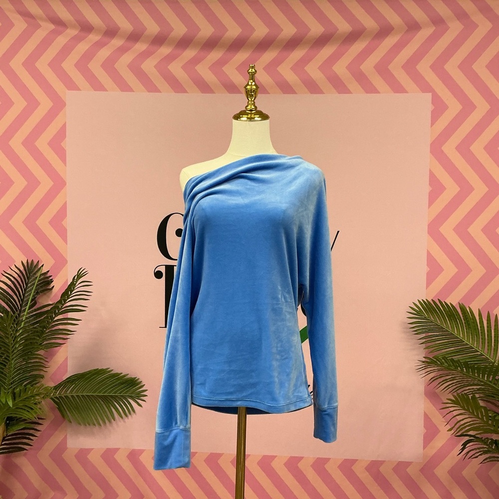 Lilly Pulitzer Blue Off-Shoulder Sweatshirt
